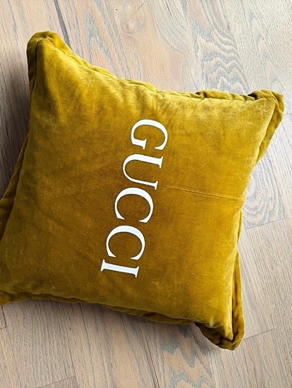 Gucci Yellow Logo Accent Pillow